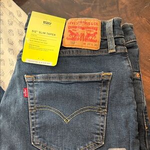 NWT Levi's 512 Slim Taper Dark Blue 512 Tapered Jeans Size 34 X 30